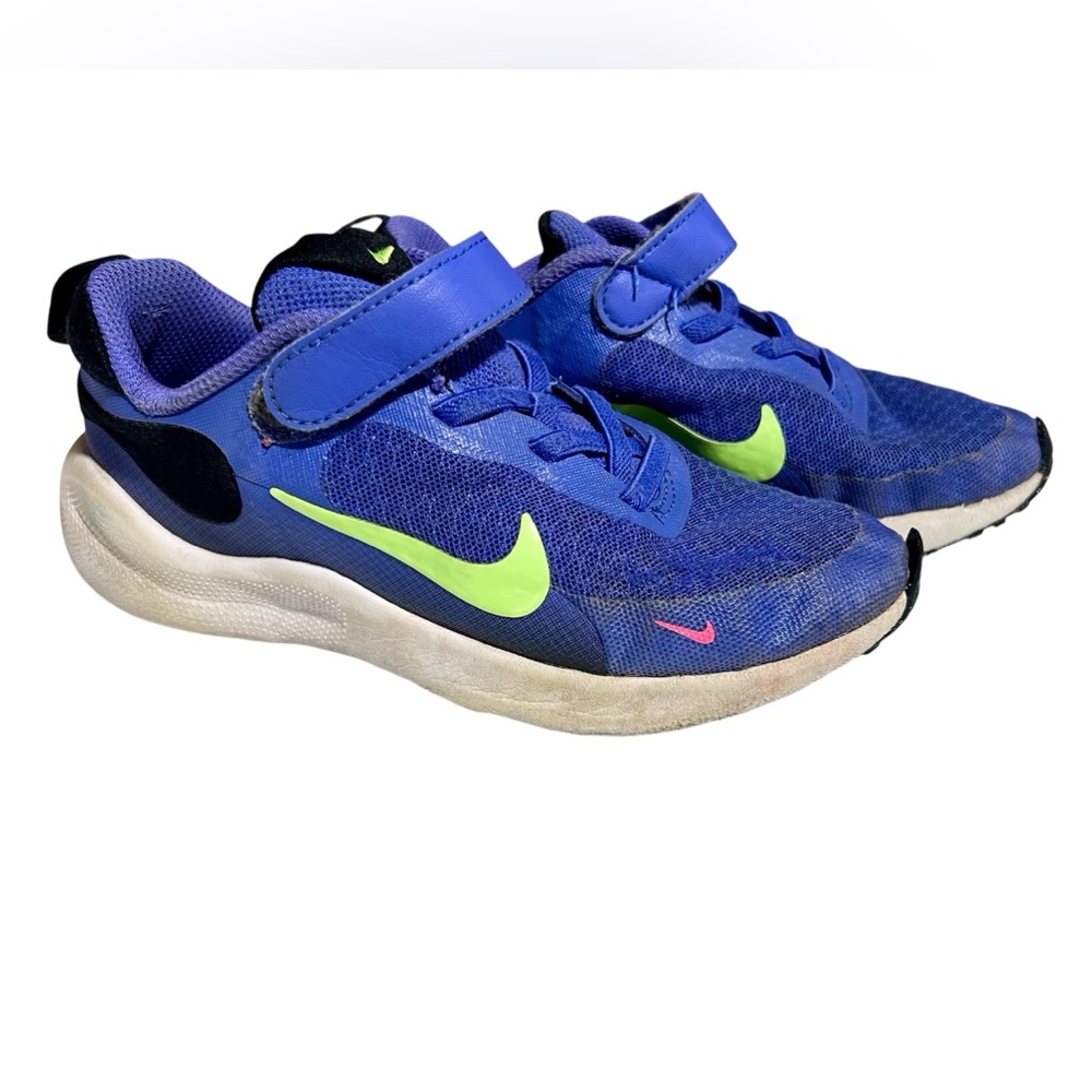 Nike Girls Running Shoes - Size 12C, Indigo and Green - Picture 2 of 5